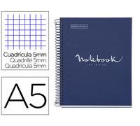 Miquelrius 1 Emotions Cuaderno Espiral DIN A5, Tapa Forrada, 80 Hojas 90g/m2 Cuadro 5 mm, Azul Marino