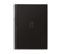 Miquelrius - Agenda 18 Meses 24-25, de Julio 2024 a Diciembre 2025, Tamaño Plus 155 x 213 mm, Semana Vista, Espiral Metálico Negro, Cubierta de Cartón Forrado, Español, Inglés y Portugués, Dots