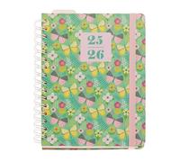 Miquelrius - Agenda 2025 2026 Semana Vista, 12 meses de Septiembre 25 a Agosto 26, Wire-O, Multilingüe, Cierre con Goma, Pegatinas, Tamaño similar a A5 (170 × 218 mm), Butterfly Garden