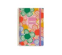 Miquelrius - Agenda 2025, Agenda anual 117x182 mm, Agenda día página, Cubierta cartón forrado plastificado, Espiral, Cierre goma elástica, Papel 80 g/m², Español, Inglés y Portugués, Flowery