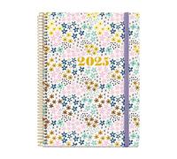 Miquelrius - Agenda 2025, Agenda anual 155x213 mm, Agenda día página, Cubierta cartón forrado plastificado, Espiral, Cierre goma elástica, Papel 80 g/m², Catalán, Inglés y Portugués, Spring