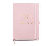 Miquelrius - Agenda 2025, Agenda anual 155x213 mm, Agenda semana vista, Cubierta flexible símil piel cosida, Cierre goma, Bolsillo interior, Papel 80 g/m², Español, Inglés y Portugués, Rosa