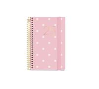 Miquelrius - Agenda 2025, Agenda anual 80x120 mm, Agenda día página, Cubierta cartón forrado plastificado, Espiral, Cierre goma elástica, Papel 80 g/m², Español, Inglés y Portugués, Polka dots