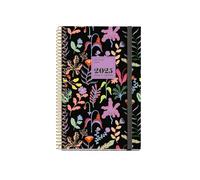 Miquelrius - Agenda 2025 Anual, Día Página, 117x182 mm, Cubierta Cartón Forrado Plastificado, Espiral, Cierre Goma Elástica, Papel 80 g/m², Español, Inglés y Portugués, Fantasy Garden