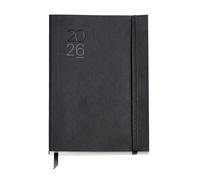 Miquelrius - Agenda 2026 día por página, Similar A5+ (155 x 213 mm), Planificación diaria, Cubierta flexible símil piel cosida, Papel 80 g/m², Catalán-EN-PT, Negro