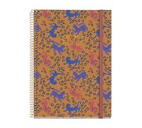 Miquelrius - Agenda 2026 día por página, Similar A5+ (155 x 213 mm), Planificación diaria, Cubierta rígida cartón, Espiral, Cierre goma elástica, Papel 80 g/m², Español-EN-PT, Leopard