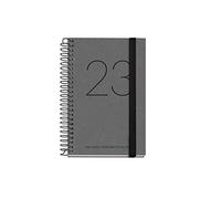 Miquelrius - Agenda anual 2023 Reciclada - Día Página - Tamaño Caddy 80 x 120 mm - Cubierta de cartón reciclado - Espiral- Catalán - Negro, MR39420