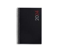 Miquelrius - Agenda Anual 2024, Día Página, Tamaño Activa 117 x 182 mm, Cubierta flexible polipropileno, Encuadernación espiral, Español, Inglés y Portugués, Negro