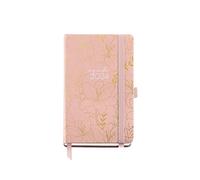Miquelrius - Agenda Anual 2024, Día Página, Tamaño Passport 90 x 140 mm, Cubierta rígida, Encuadernación cosida, Cierre con goma, Español, Inglés y Portugués, Rosa con Flores en stamping oro