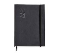 Miquelrius - Agenda Anual 2024, Día Página, Tamaño Plus 155 x 213 mm (similar A5), Cubierta flexible símil piel cosida, Español, Inglés y Portugués, Negro