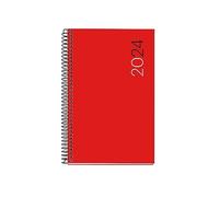 Miquelrius - Agenda Anual 2024, Semana Vista Horizontal, Tamaño Activa 117 x 182 mm, Cubierta flexible polipropileno, Encuadernación espiral, Catalán, Inglés y Portugués, Rojo