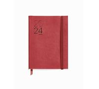 Miquelrius - Agenda Anual 2024, Semana Vista Horizontal, Tamaño Journal 122 x 168 mm, Cubierta flexible símil piel cosida, Español, Inglés y Portugués, Rojo