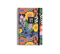 Miquelrius - Agenda Anual 2024, Semana Vista, Tamaño Activa 117 x 182 mm, Cubierta rígida, Encuadernación espiral, Cierre con goma, Catalán, Inglés y Portugués, Jardín Floral