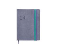Miquelrius - Agenda Anual 2024, Semana Vista, Tamaño Journal 122 x 168 mm, Cubierta flexible símil piel cosida, Doble cierre goma elástica, Español, Inglés y Portugués, Lila