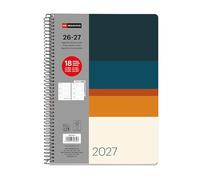 Miquelrius - Agenda Escolar 18 Meses Semana Vista de Julio 2026 a Diciembre 2027, Tamaño A5+ (15,5×21,3 cm), Dos Páginas Stickers, Espiral Metálico, Cubierta Rígida Cartón, Español-EN-PT, Sunset