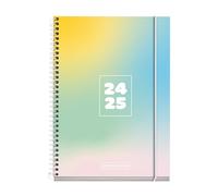 Miquelrius - Agenda Escolar 2024-2025, Septiembre 24 a Junio 25, 117 x 174 mm, Día Página, Cubierta de Cartón Forrado, Espiral Metálico Blanco, Español e Inglés, Year