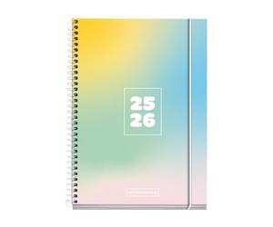 Miquelrius - Agenda Escolar 2025 2026, Planificación 10 meses: de Septiembre a Junio, Tamaño 117 x 174 mm, Semana Vista, Cubierta de Cartón Forrado, Espiral Metálico Blanco, Catalán-Inglés