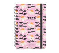 Miquelrius - Agenda Escolar 2025 2026, Planificador de Septiembre a Agosto, Tamaño 125.5 x 178 mm, Día Página, Doble Espiral, Pegatinas, Tapa de Cartón Forrado, Cierre con Goma, Español-Inglés