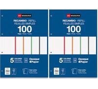Miquelrius - Bloc de recambio, 100 hojas cuadriculadas 5x5 mm, Papel opaco 90 g/m², Recambio hojas A4 perforadas para carpeta de anillas o archivadores, Material escolar, 5 colores de hojas