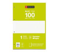 Miquelrius - Bloc de recambio de hojas cuadriculadas A4, Recambio de hojas perforadas para archivador 4 anillas, 100 hojas A4 con cuadrícula 5x5 mm, Papel 70 g/m², Verde