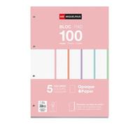 Miquelrius - Bloc de Recambio A4, 100 Hojas Punteadas Dots, 5 Colores | Folios Encolados con Base de Cartón, Papel 90 g/m² y Perforaciones Estándar para Carpeta de Anillas, Material Escolar