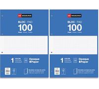 Miquelrius - Bloc de recambio de hojas cuadriculadas A4, Recambio de hojas perforadas para archivador 4 anillas, 100 Hojas A4 con cuadrícula 5x5 mm, Papel que evita que la tinta traspase, Azul