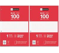 Miquelrius - Bloc de recambio de hojas cuadriculadas A4, Recambio de hojas perforadas para archivador 4 anillas, 100 Hojas A4 con cuadrícula 5x5 mm, Papel que evita que la tinta traspase, Rojo