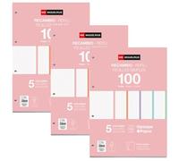 Miquelrius - Blocs de recambio, 300 hojas cuadriculadas 5x5 mm, Papel opaco 90 g/m², Recambio hojas A4 perforadas para carpeta de anillas o archivadores, Material escolar ideal para la vuelta al cole