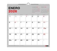 Miquelrius - Calendario 2026 de pared Basic, Organizador anual 300 x 300 mm, Con espacio para anotar, Encuadernación espiral doble, Planificador 12 meses, Español