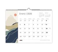 Miquelrius - Calendario 2026 de pared, Organizador anual A3: 420 x 296 mm, Con espacio para anotar, Encuadernación espiral doble, Planificador 12 meses, Español, Montañas