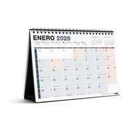 Miquelrius - Calendario 2026 de sobremesa Completo, Organizador anual A5: 210 x 148,5 mm, Con espacio para anotar, Encuadernación espiral doble, Planificador 12 meses, Español