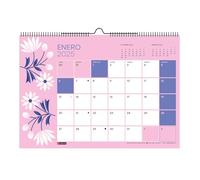 Miquelrius - Calendario de Pared 2025, Calendario A3: 420 x 296 mm, Con espacio para anotar, Calendario 2025, Encuadernación espiral doble, Calendario anual para colgar, Español, Diseño Flores