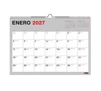 Miquelrius - Calendario de Pared A4 2026 2027, 18 Meses, Basic Gris