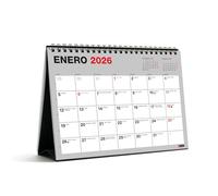 Miquelrius - Calendario de sobremesa 18 meses, Planificador de Julio 2025 a Diciembre 2026, Tamaño A5, Espacio para anotar, Espiral doble con base de cartón, Español, Gris
