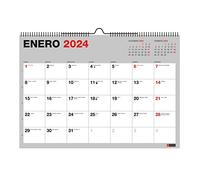 Miquelrius - Calendario Pared 18 Meses, de Julio 2023 a Diciembre 2024, Tamaño A4, Gris