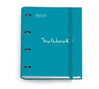 Miquelrius - Carpebloc A4 Emotions, Carpeta Archivador con 4 Anillas + Recambio 100 Hojas A4 Cuadrícula 5 mm + Separadores y Sobre, Papel 90 g/m², Cierre Goma, Color Azul Cielo