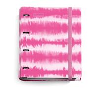 Miquelrius - Carpeblock, Archivador 4 anillas A4, Incluye un recambio de hojas cuadriculadas en 5 colores para organizar, Anillas tipo D, Cierre de goma, Cubiertas rígidas diseño Tie Dye