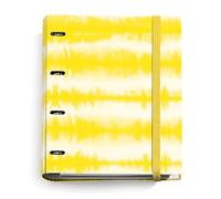 Miquelrius - Carpeblock, Archivador 4 anillas A4, Incluye un recambio de hojas cuadriculadas en 5 colores para organizar, Anillas tipo D, Cierre de goma, Cubiertas rígidas diseño Tie Dye