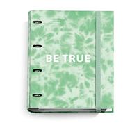 Miquelrius - Carpeta 4 Anillas, Archivador A4 Cartón Rígido, Tie Dye Menta | Recambio de 100 Hojas Cuadriculadas 5 x 5 mm en 5 Colores, Papel 90 g/m², Mecanismo Tipo D, Cierre de Goma, Carpebloc