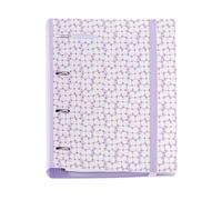 Miquelrius - Carpeta de 4 Anillas, Archivador A4 Polyfoam, Lavender Flower | Recambio de 100 Hojas Cuadriculadas, 4 Separadores, Sobre de Polipropileno, Cierre de Goma, Carpebloc