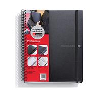 Miquelrius - Cuaderno A4, 120 Hojas Cuadriculadas y Lisas, Tapa Polipropileno Negro, Papel Opaco de 70 g/m², Cierre de Goma, Bolsillo de Cartón, 3 Separadores Movibles (1 con Regla)