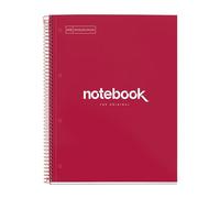 Miquelrius - Cuaderno A4, 120 Hojas de 5 Colores, Libreta Espiral Cuadriculada, Papel Opaco de 90 g/m², Cuadrícula 5 mm, Tapa de Cartón Rígido, 4 Taladros para Archivar, Emotions Rojo