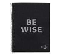 Miquelrius - Cuaderno A4 Be Eco, 80 hojas microperforadas de 90 g/m², Libreta punteada dots, 1 banda de color, 4 taladros, Cubierta reciclada, Negro antracita