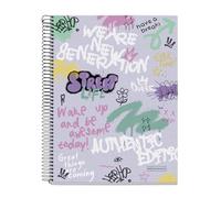 Miquelrius - Cuaderno A4, Cuadrícula 5 mm, Cuaderno tapa dura, Libreta A4 con 120 hojas microperforadas, Libreta A4 con 4 colores para organizar, Papel Extra Opaco 70 g/m², 4 taladros para archivar