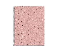 Miquelrius - Cuaderno A4 Cuadriculado, 100 Hojas de 4 Colores Multiasignatura, Papel Opaco 70 g/m², Espiral, 4 Taladros para Archivar, Notebook Blush
