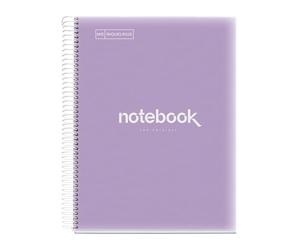 Miquelrius - Cuaderno A4 Cuadriculado, 120 Hojas, 5 Colores, Lavanda | Tapa de Polipropileno, Papel de 90 g/m², Espiral Microperforado, 4 Taladros para Archivar, Notebook Emotions