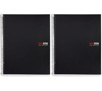 Miquelrius - Cuaderno A4 cuadriculado 5 mm, 150 hojas con 6 bandas de colores, Papel extra opaco 70 g/m², Tapas polipropileno resistente con 4 taladros, Notebook The Originals, Negro (Paquete de 2)
