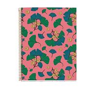 Miquelrius - Cuaderno A4 Cuadriculado 5x5 mm, 120 Hojas de 70 g/m², 4 Franjas de Color Multiasignatura, Espiral, Pure Ginko, Notebook Rosa