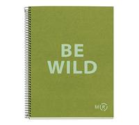 Miquelrius - Cuaderno A4 de Papel Reciclado, 80 Hojas Microperforadas de 90 g/m², Libreta Punteada Dots, 1 Banda de Color, 4 Taladros para Archivar, Verde Oliva