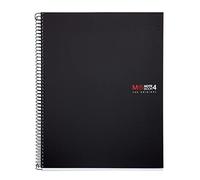 Miquelrius - Cuaderno A4, Libreta Cuadriculada 5 mm, Espiral Microperforado, 4 Taladros para Archivar, 140 Hojas de 70 g/m², Polipropileno Opaco, 4 Franjas de Color, Notebook The Original, Negro